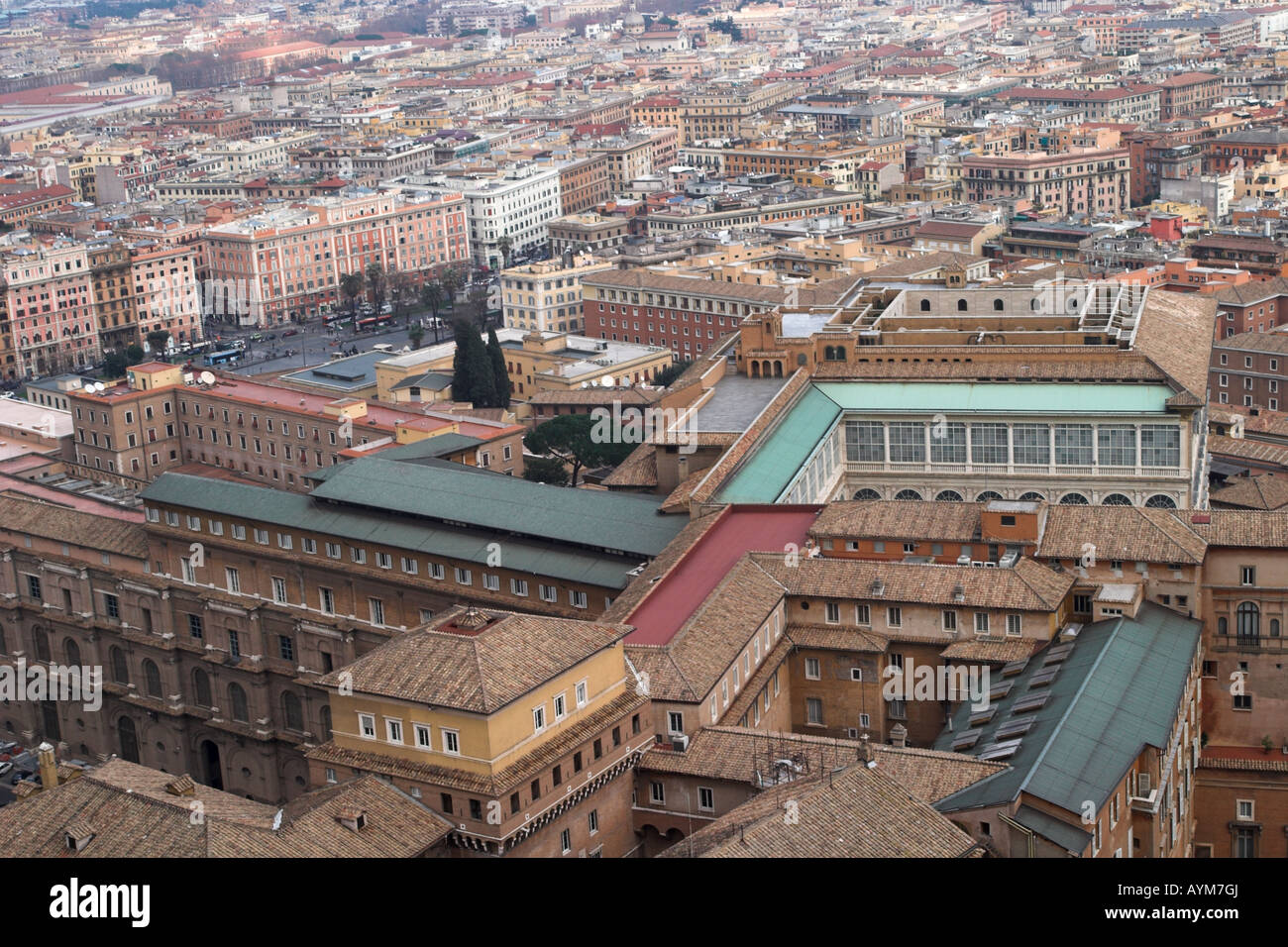 Panoramablick auf Rom vom Petersdom, Vatikan, Rom, Italien Stockfoto