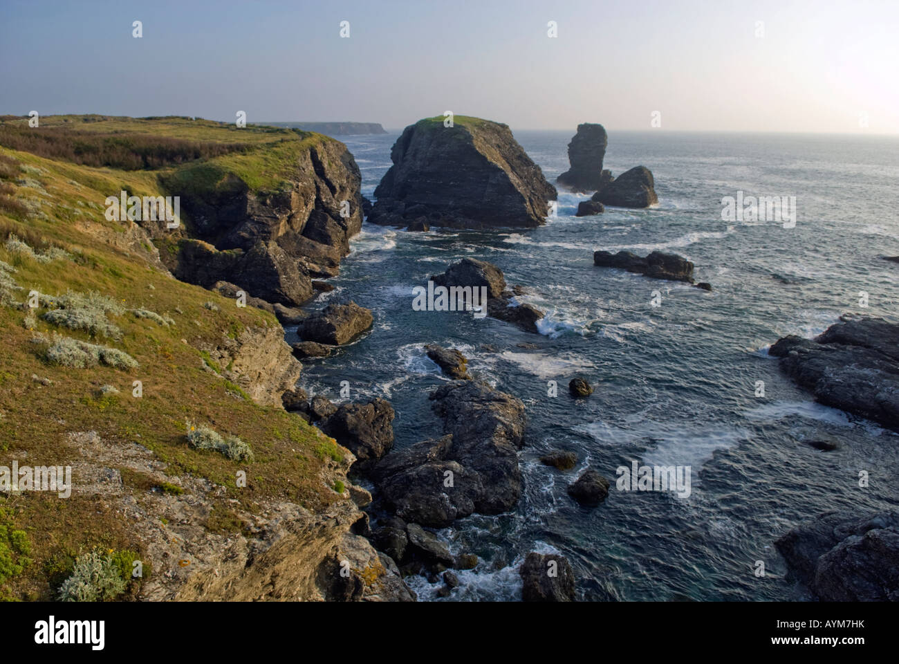 Felsige Küste aus die Küste Belle Ile in der Bretagne, Frankreich Stockfoto