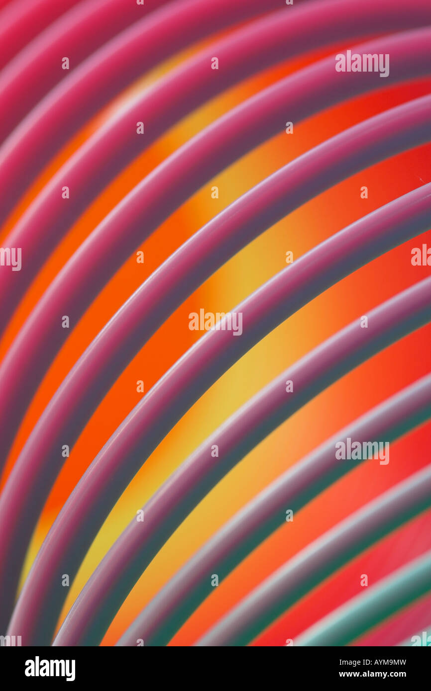 Abstraktes Bild einer Slinky Feder hautnah Stockfoto