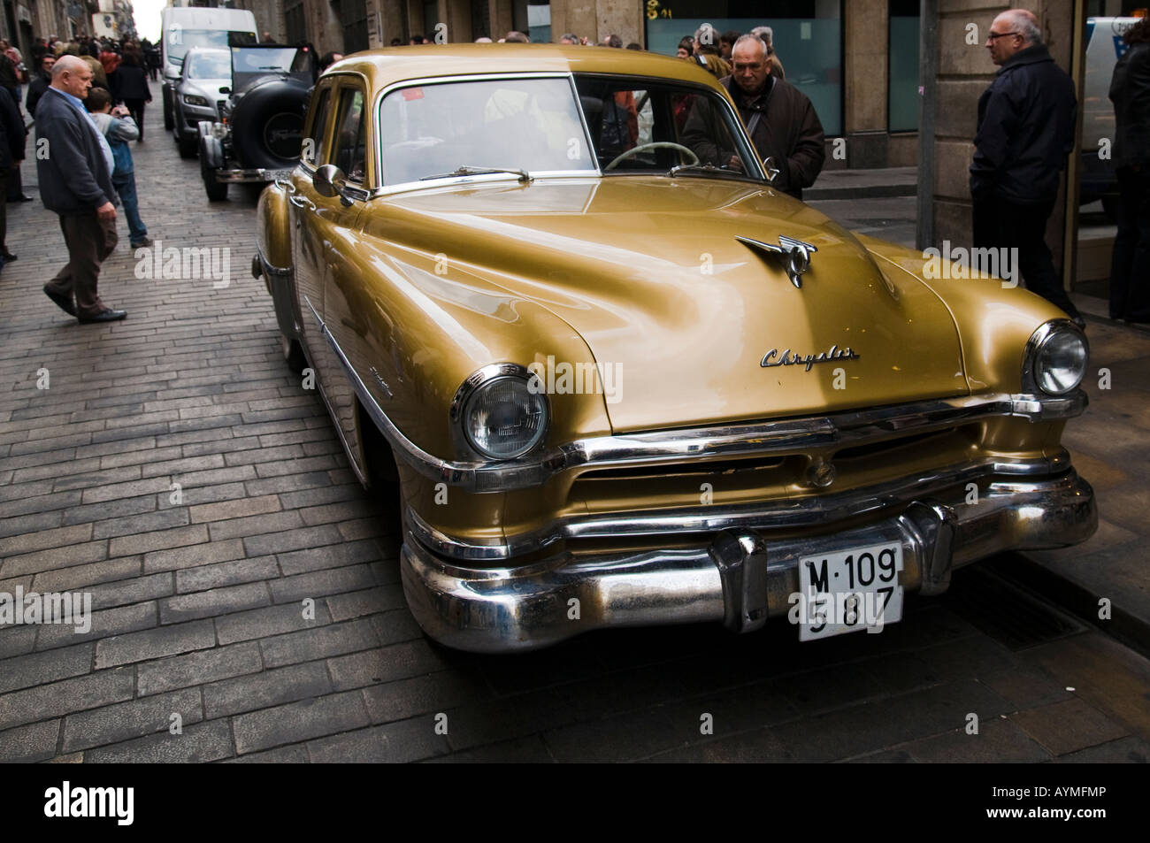 Chrysler Oldtimer während der Oldtimer-Rallye Barcelona-Sitges. Stockfoto