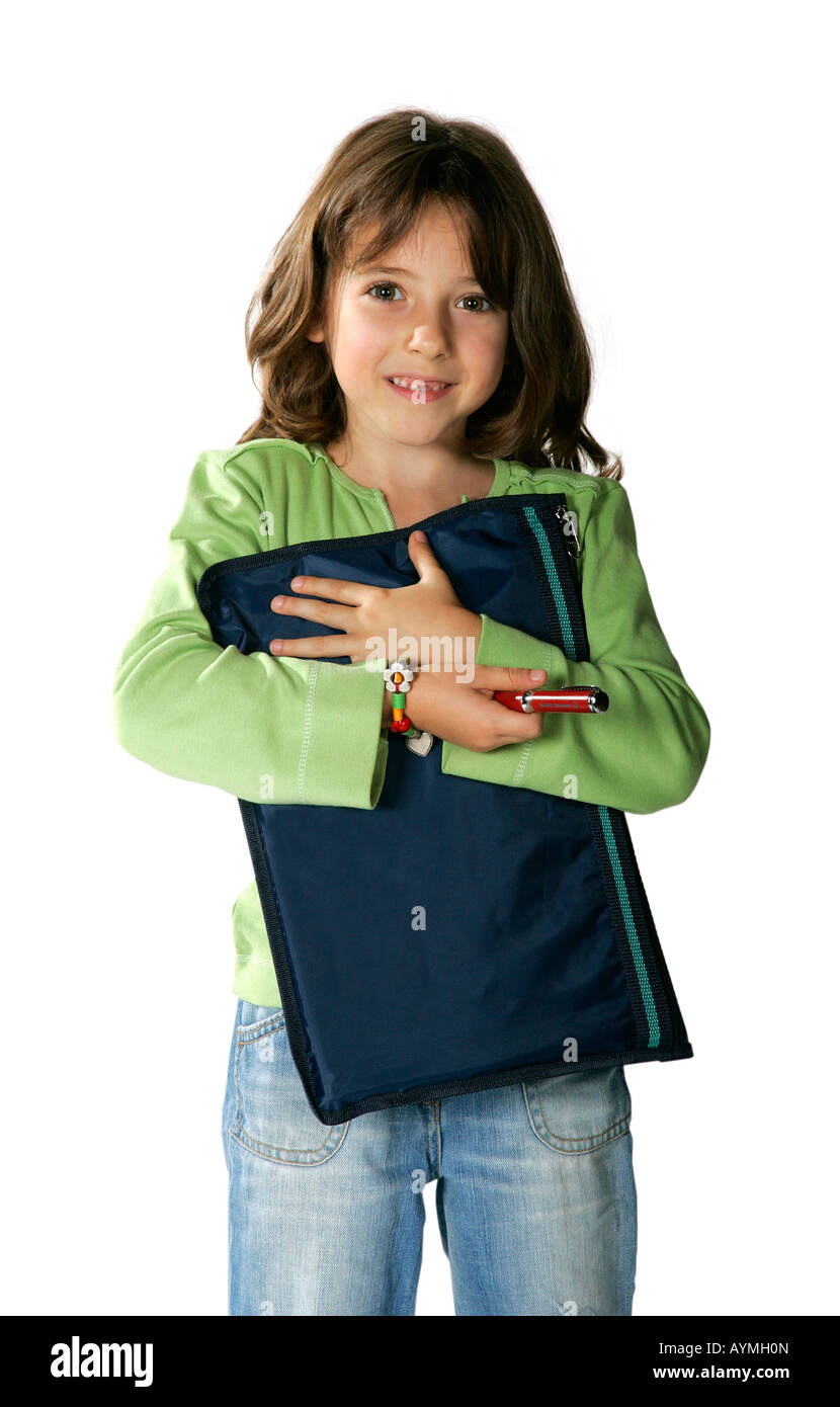 Schule positiv lernen Englisch Spaß viel Menge Kuriositäten Urlaub Studie Bildung Farbe Vertrauen Begeisterung Schulmädchen Stockfoto