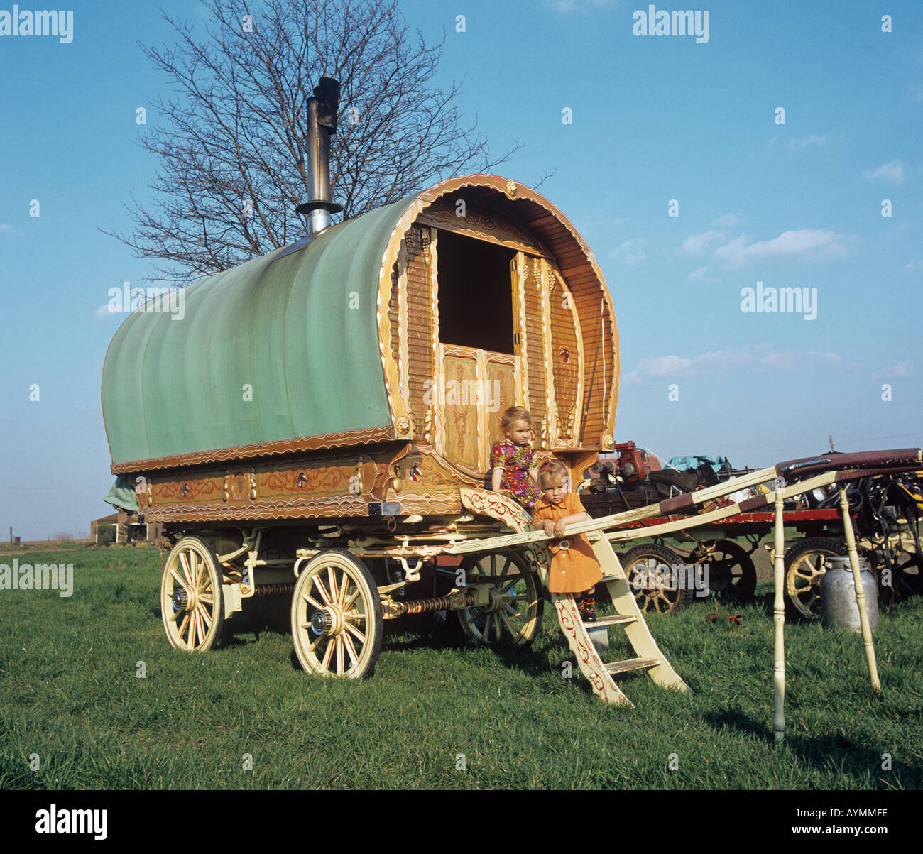 Gypsy Camp & traditionellen Wohnwagen Fens Cambridgeshire Stockfoto