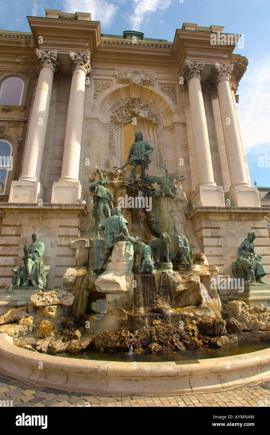 Brunnen am National Gellery, Burg von Budapest, Ungarn Stockfoto