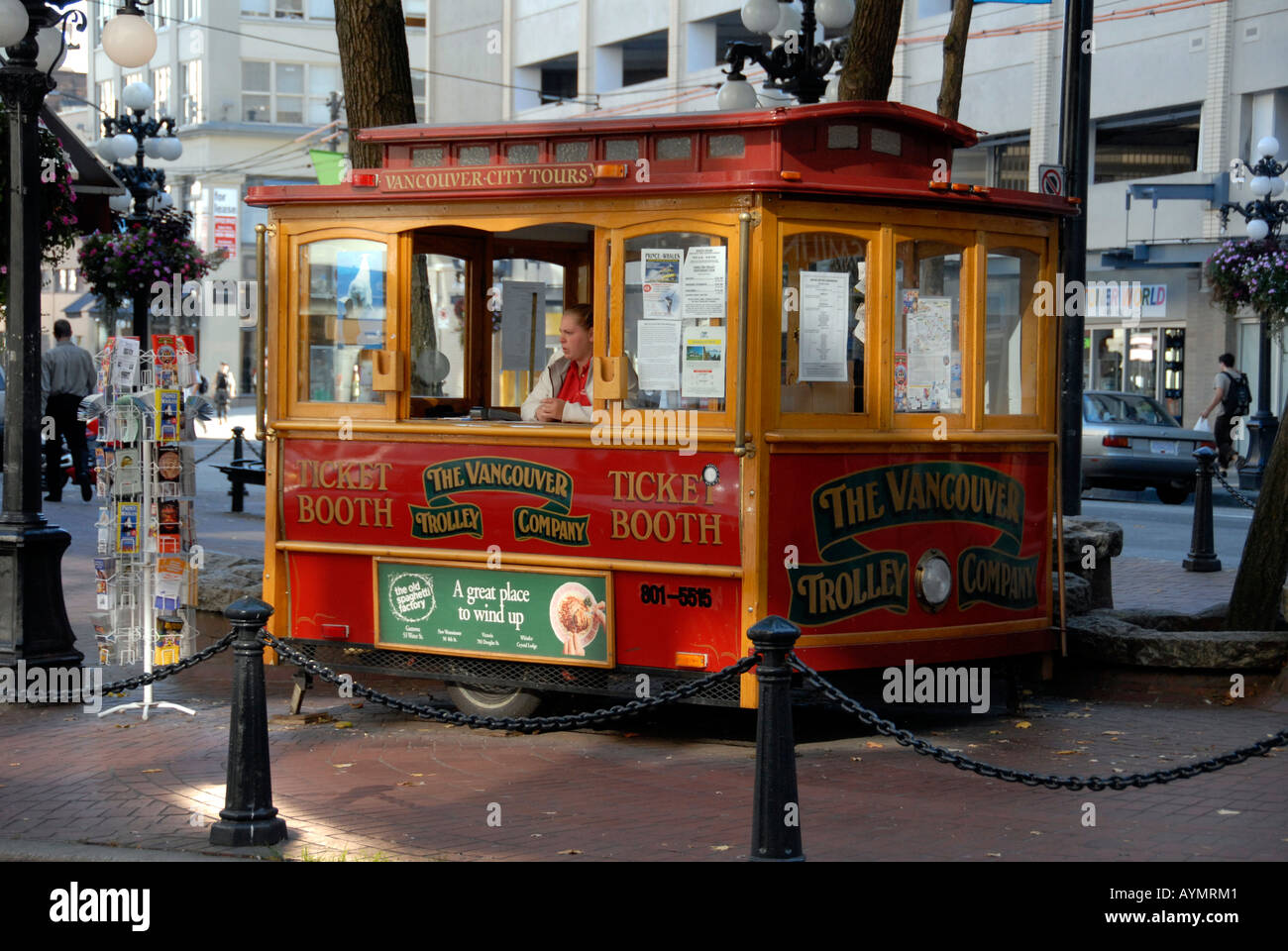 Umgebaute Straßenbahn Kassenhäuschen Water Street Gastown Vancouver British Columbia Kanada Stockfoto