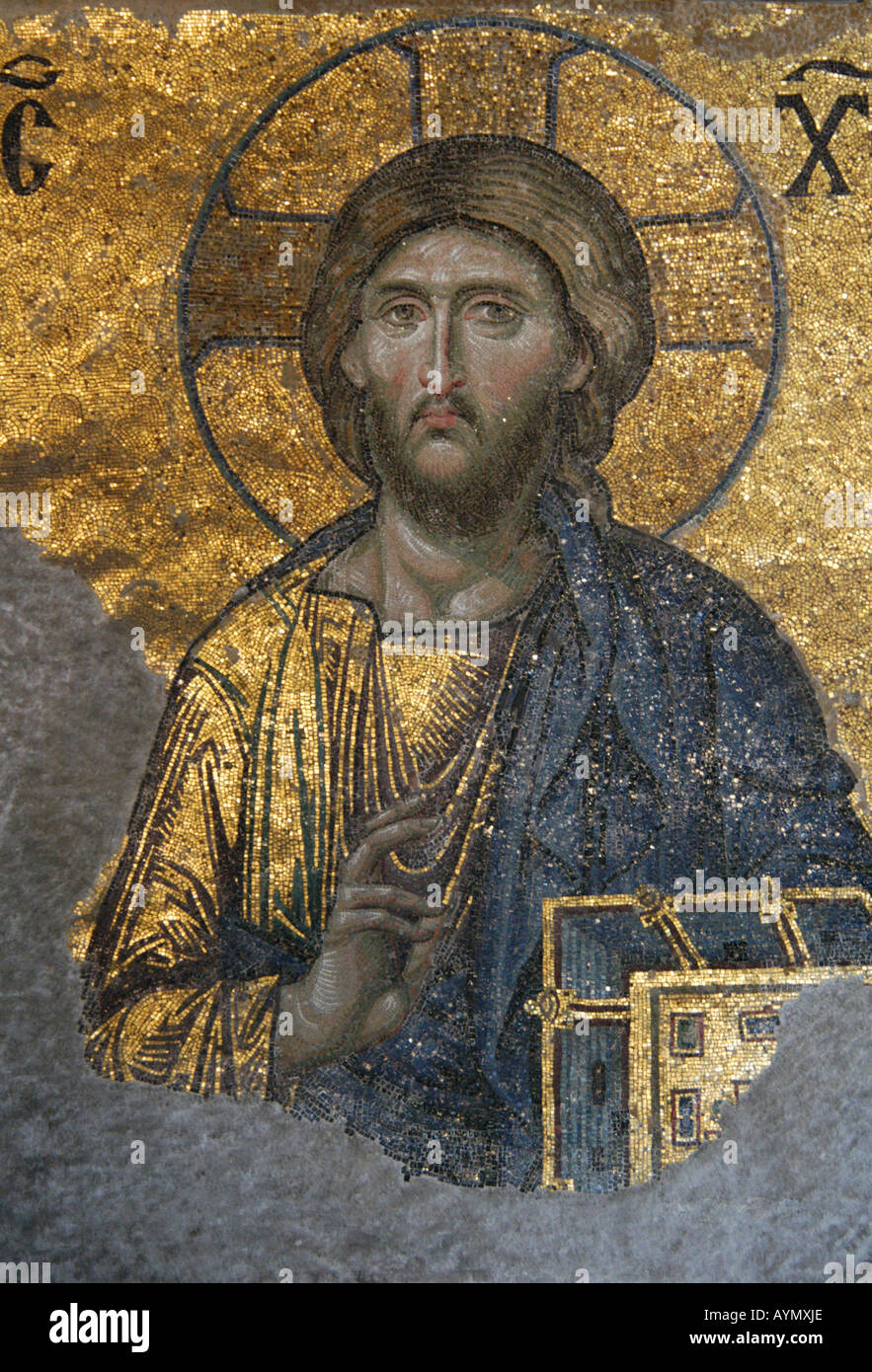 Jesus Christus wurde im Mosaik der byzantinische im Inneren der Hagia Sophia in Istanbul, Türkei, dargestellt Stockfoto