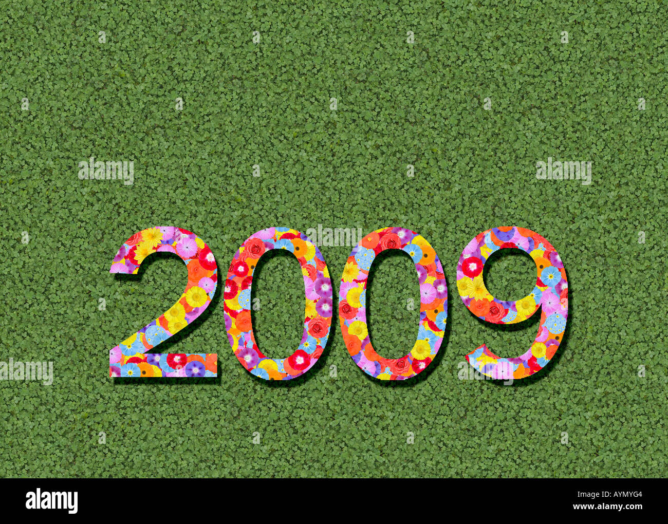 Jahr Zeitsteuerung 2009 ausgeschrieben bearbeitete Stockfoto