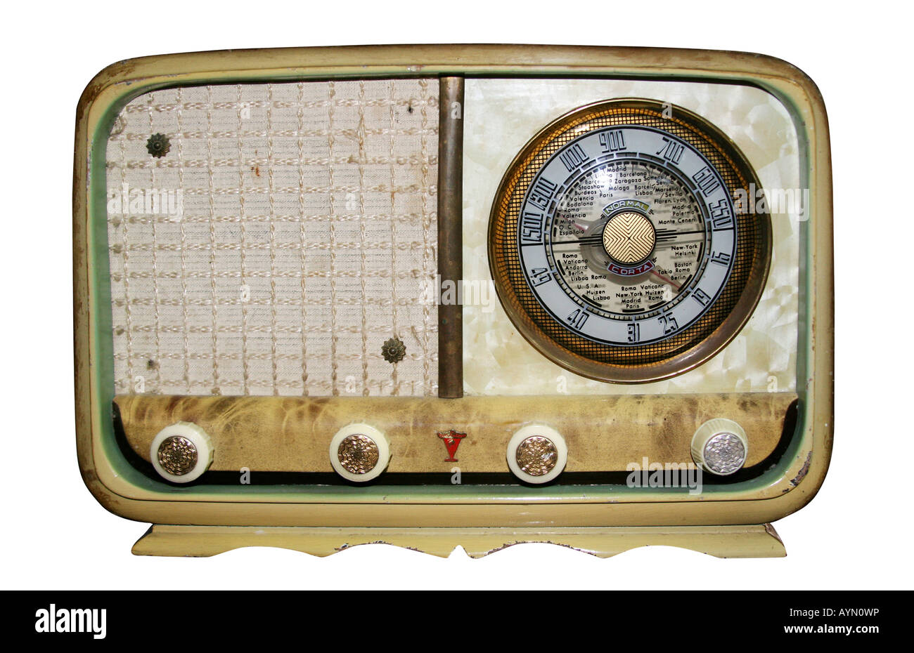 Vintage Radio isoliert mit Beschneidungspfad Stockfoto