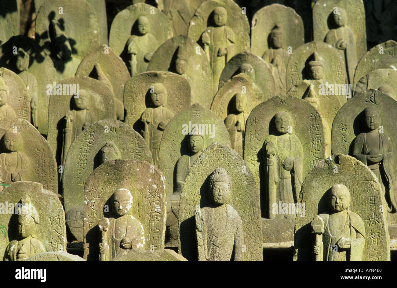 Reihen von Jizo Statuen Narita San Shinsho Ji Tempel Stockfoto
