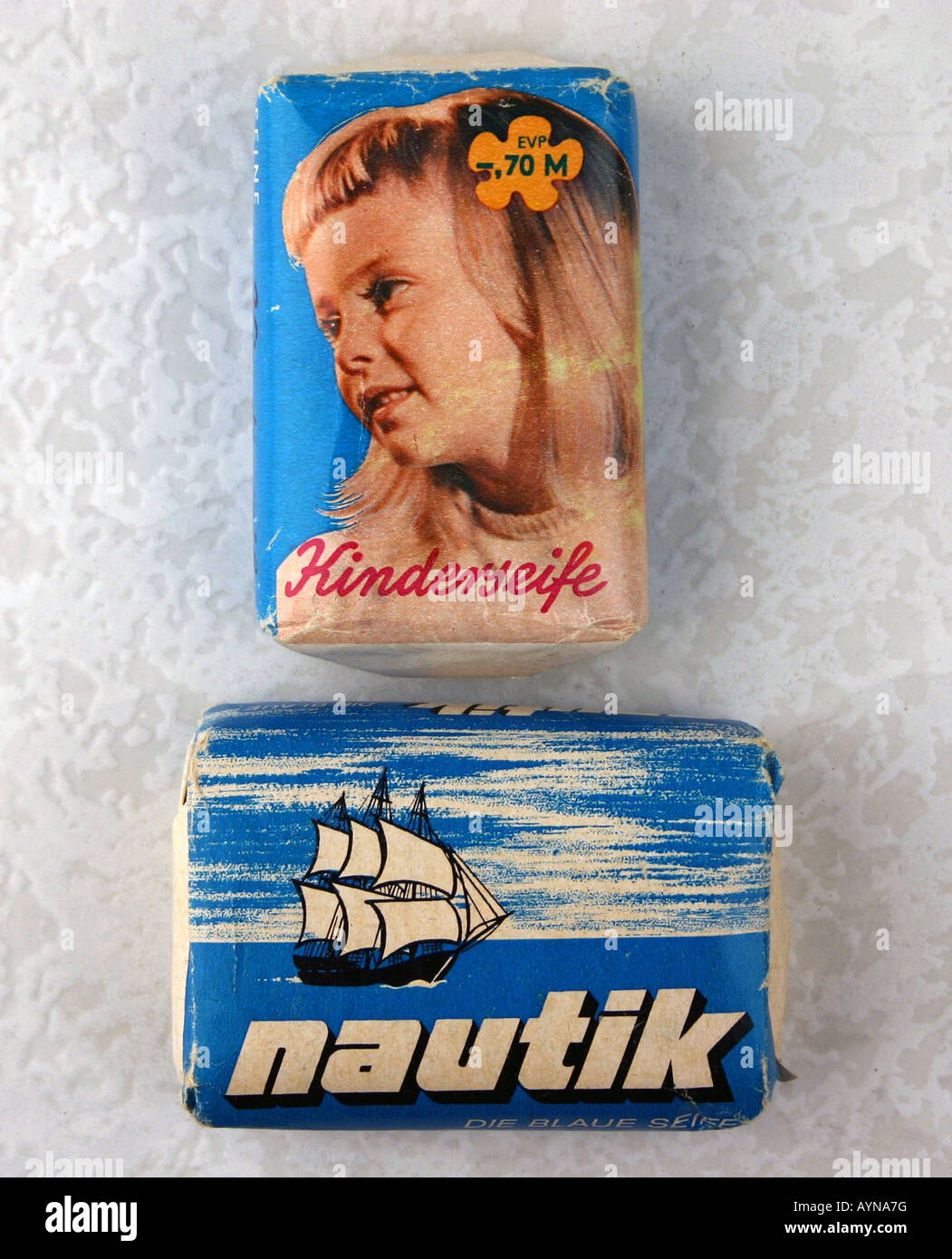 Kosmetik, Seife, produziert von der Konsum-Seifenfabrik Riesa, DDR, 1980er Jahre, Stockfoto
