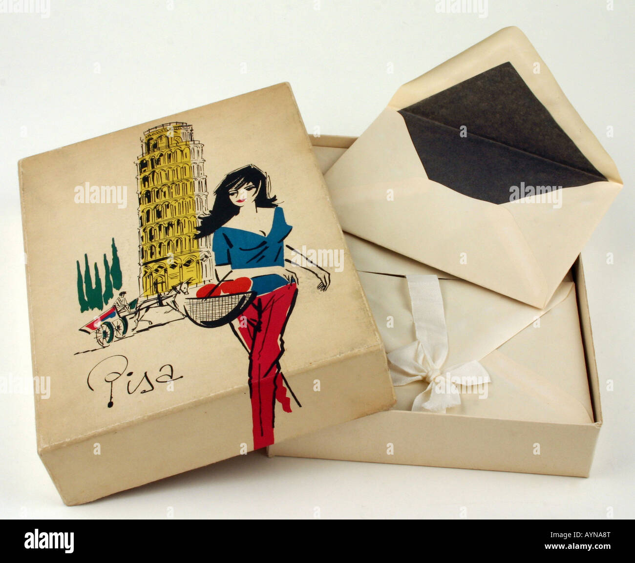 Industrie, Papier, Briefpapier, heutige Kiste "Pisa", produziert und gestaltet von unkown, DDR, 1970er Jahre, Stockfoto