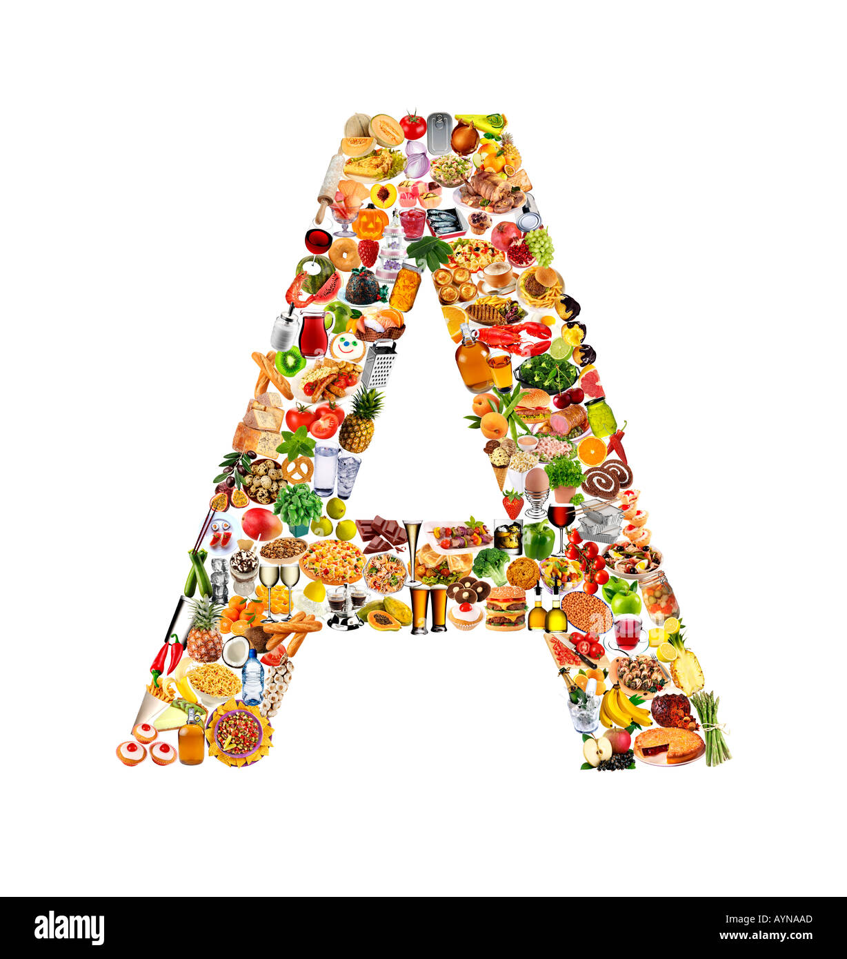 FOODFONT BRIEF EIN ON WHITE Stockfoto