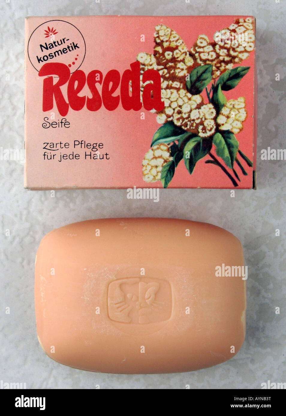Kosmetik, Seife "Reseda", produziert von der Seifenfabrik Riesa, DDR, 1980er Jahre, Stockfoto