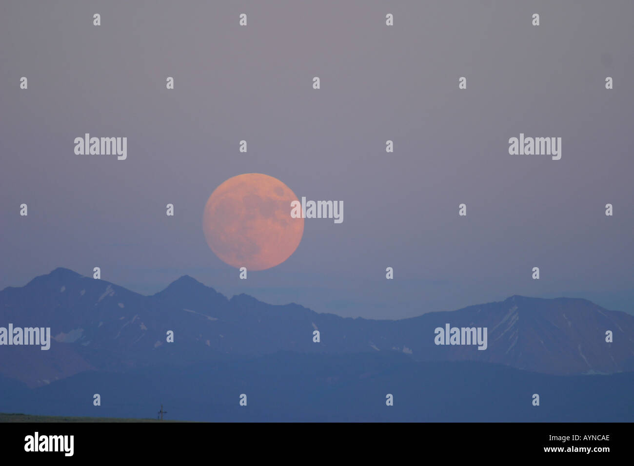 Mondaufgang über Colorado Front Range Stockfoto
