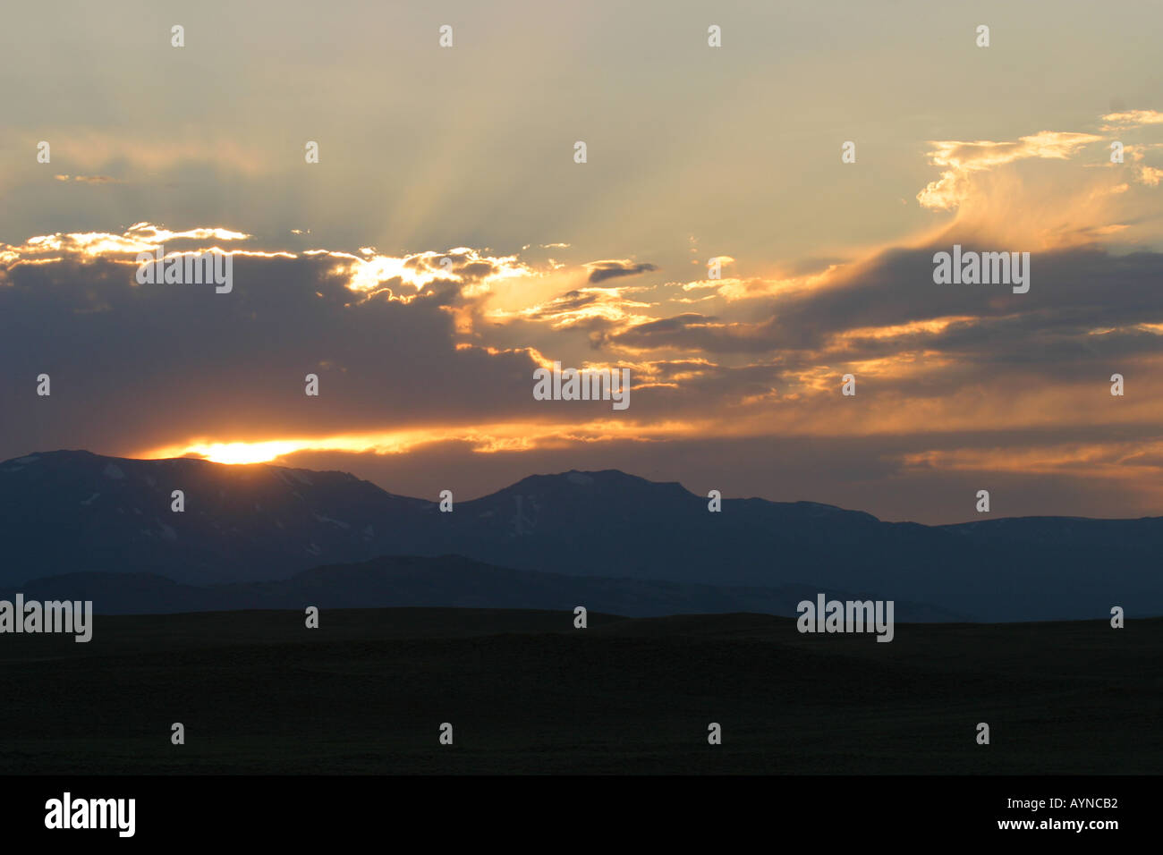 Sonnenuntergang im Arapahoe National Wildlife Refuge Stockfoto