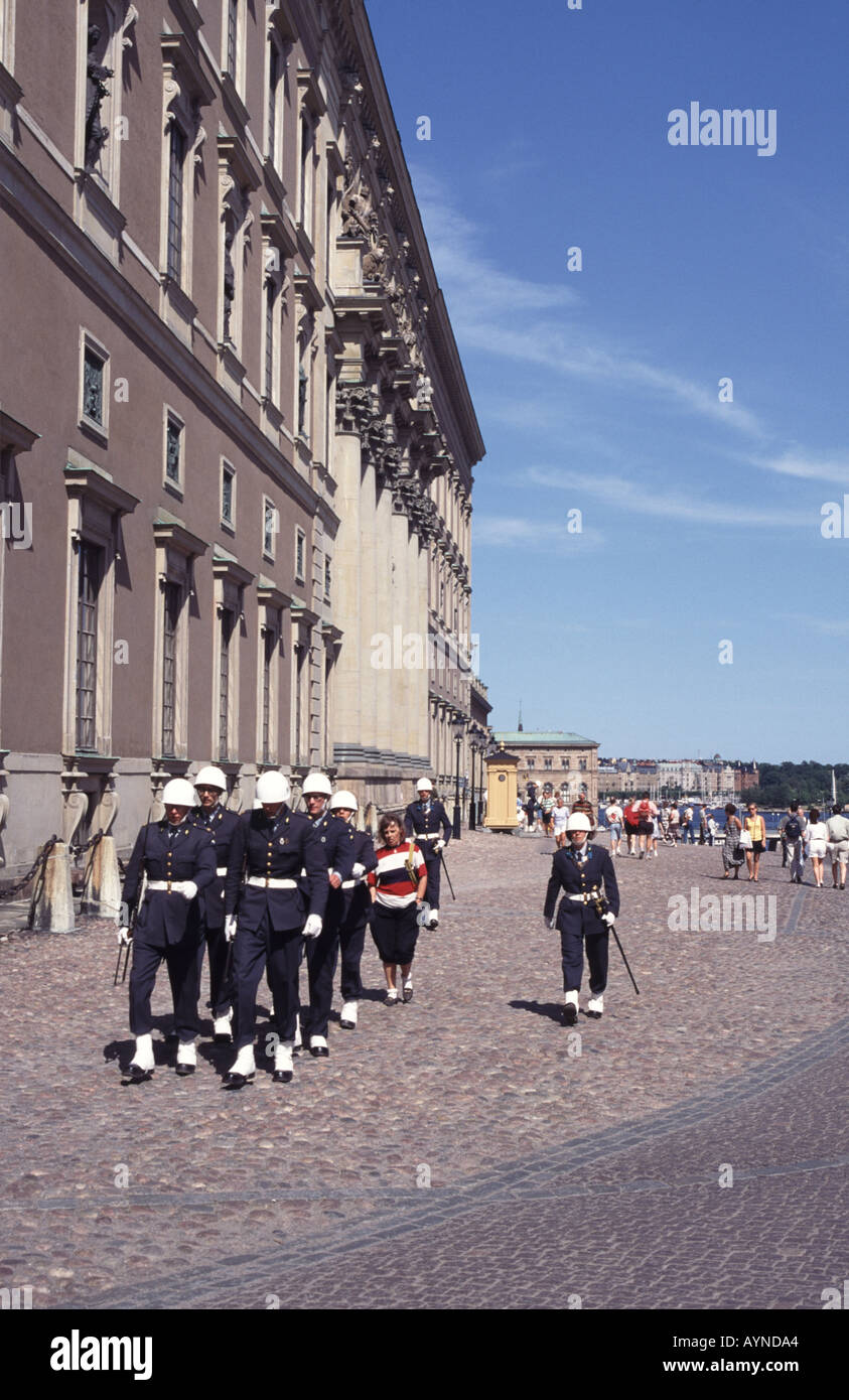 Wachwechsel im königlichen Palast in Stockholm Schweden Stockfoto