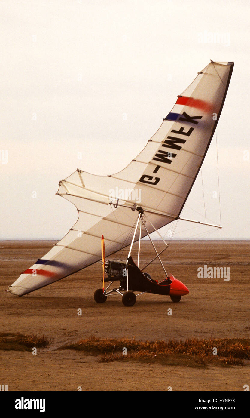 Microlight auf Grangeover Sand Strand Lancashire UK Stockfoto