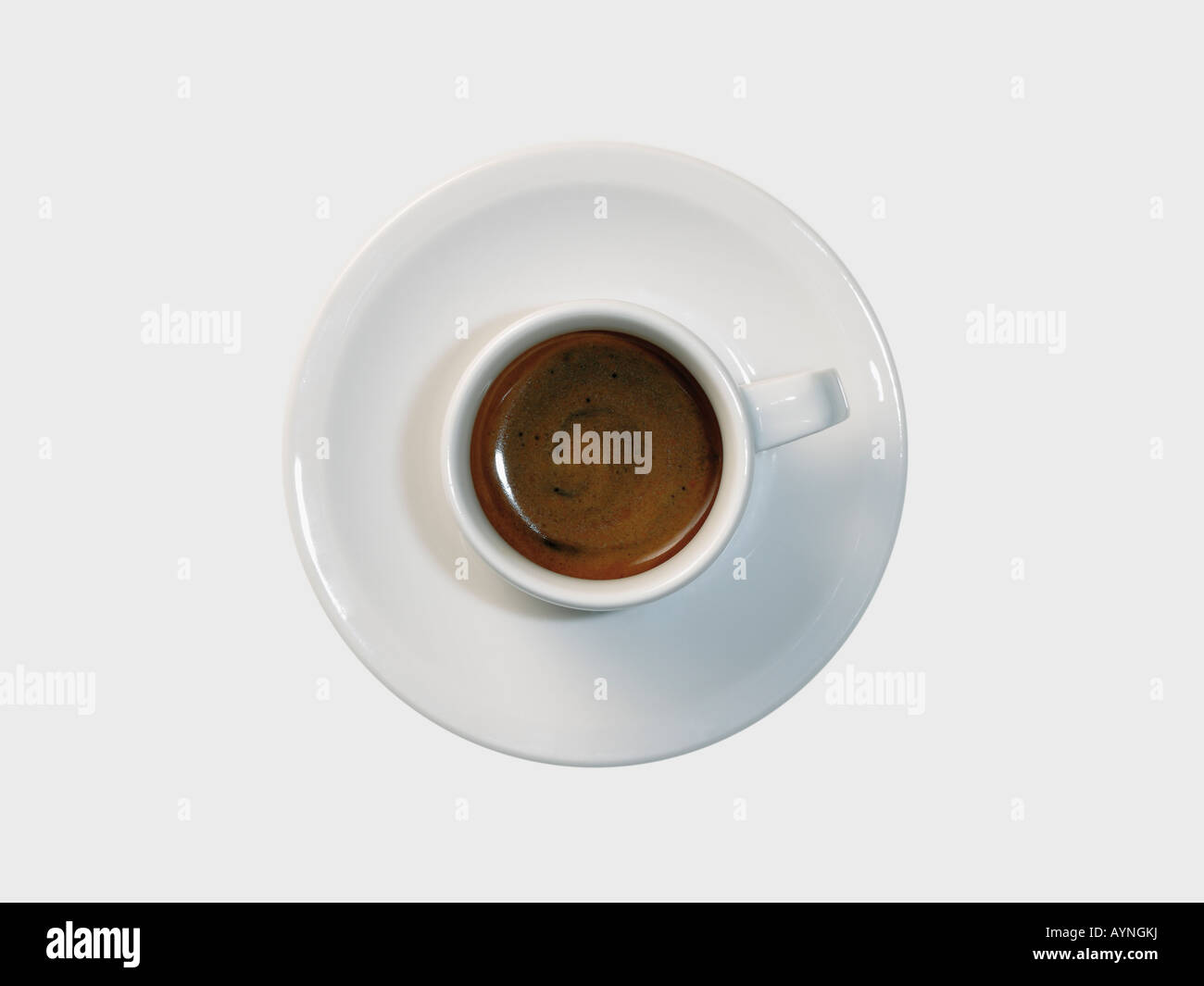 Draufsicht der weiße Tasse mit italienischen Kaffee espresso Stockfoto