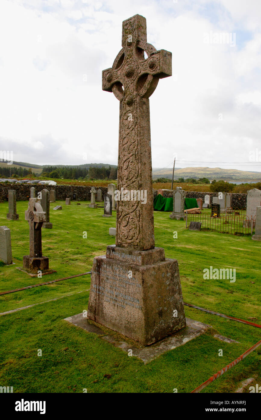 Keltenkreuz im Friedhof, Schottland Stockfoto