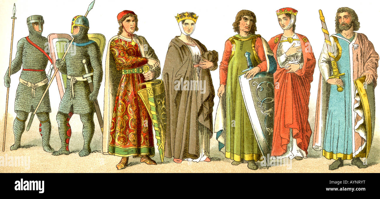 Deutsche Kleid A.D. 1000-1100 Stockfoto