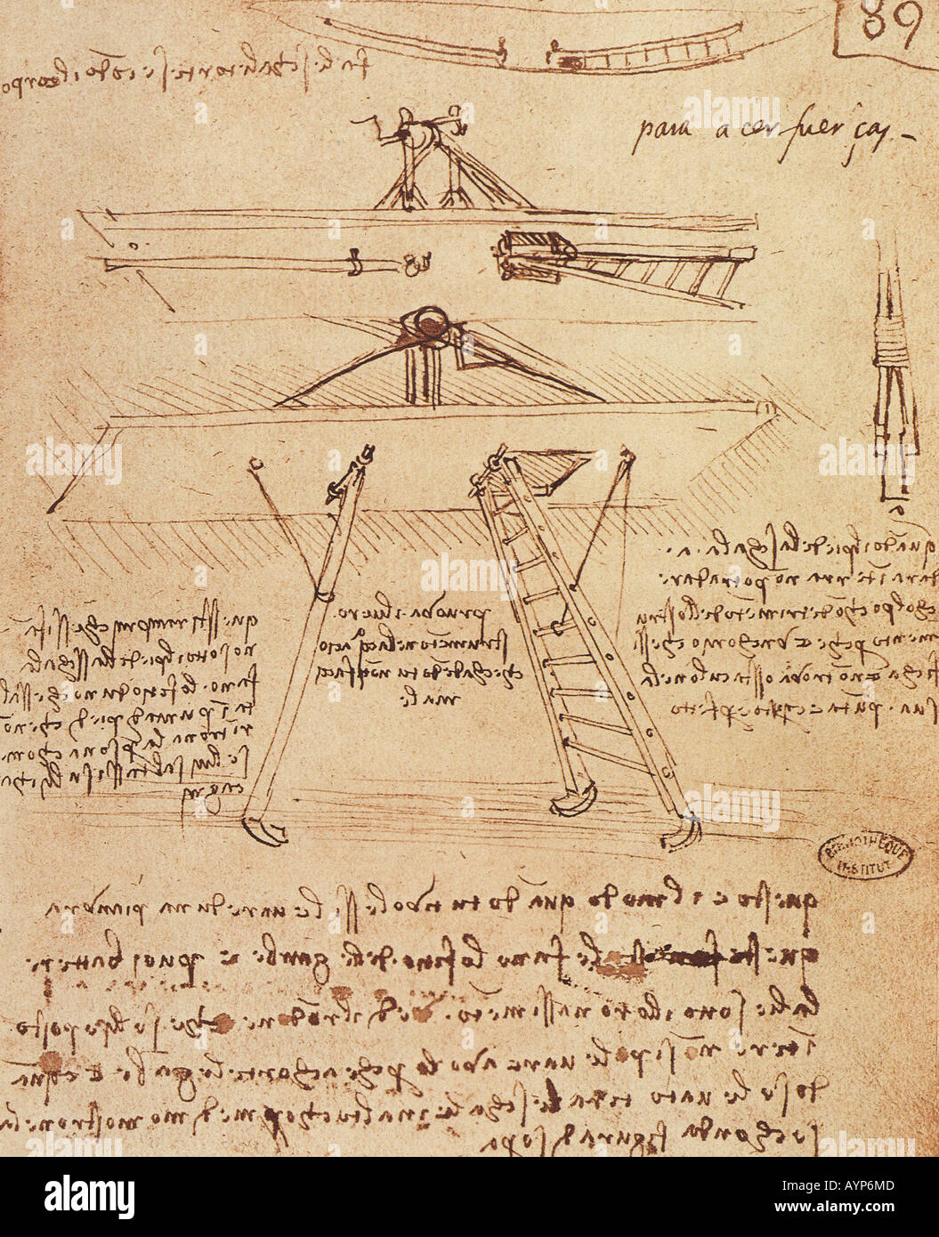 Fliegende Maschine ca. 1508 skizziert von Leonardo da Vinci 1452-1519 Stockfoto