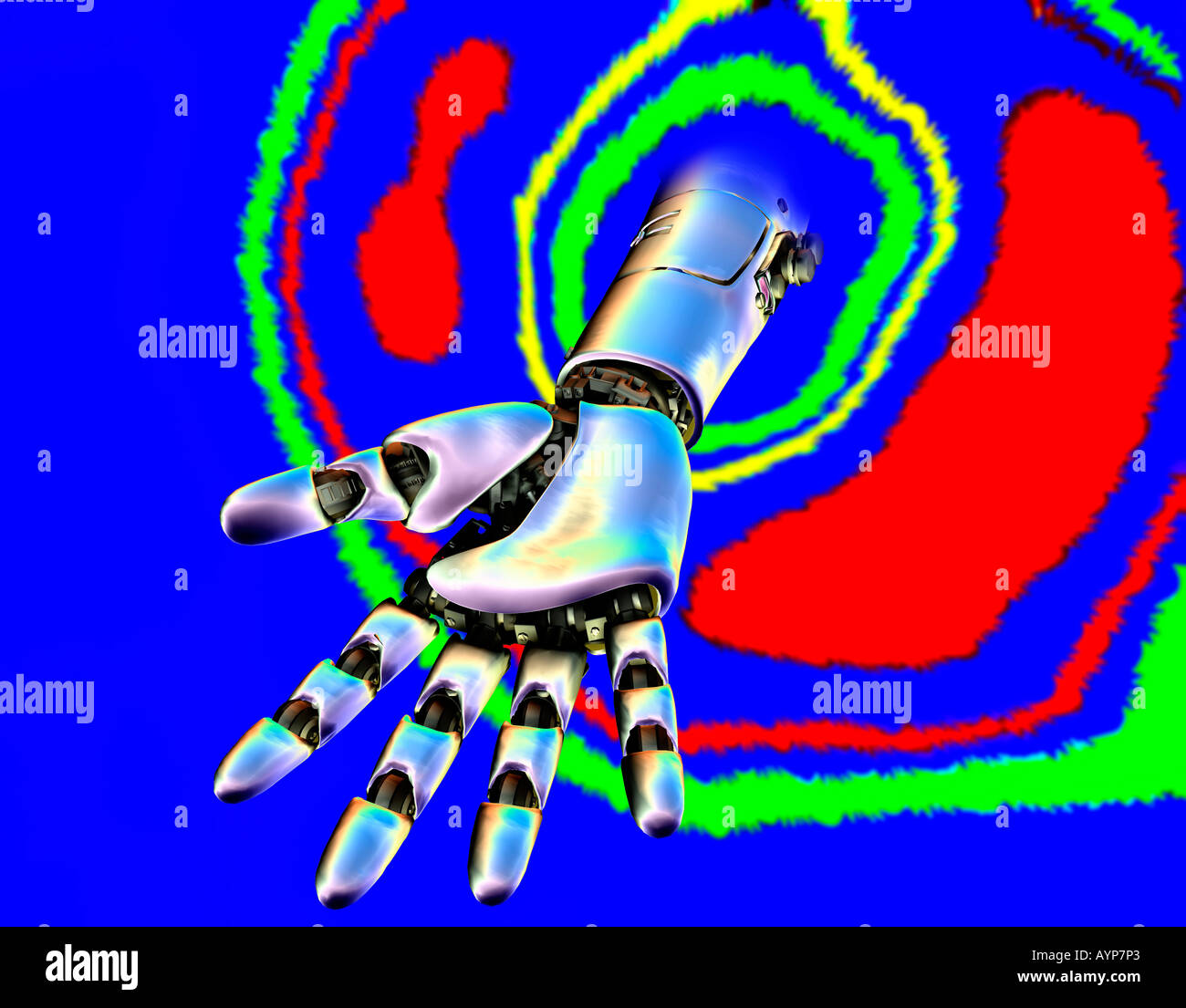 Roboter-Hand und Arm der computergenerierten Stockfoto