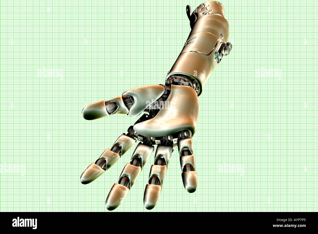 Roboter-Hand und Arm der computergenerierten Stockfoto