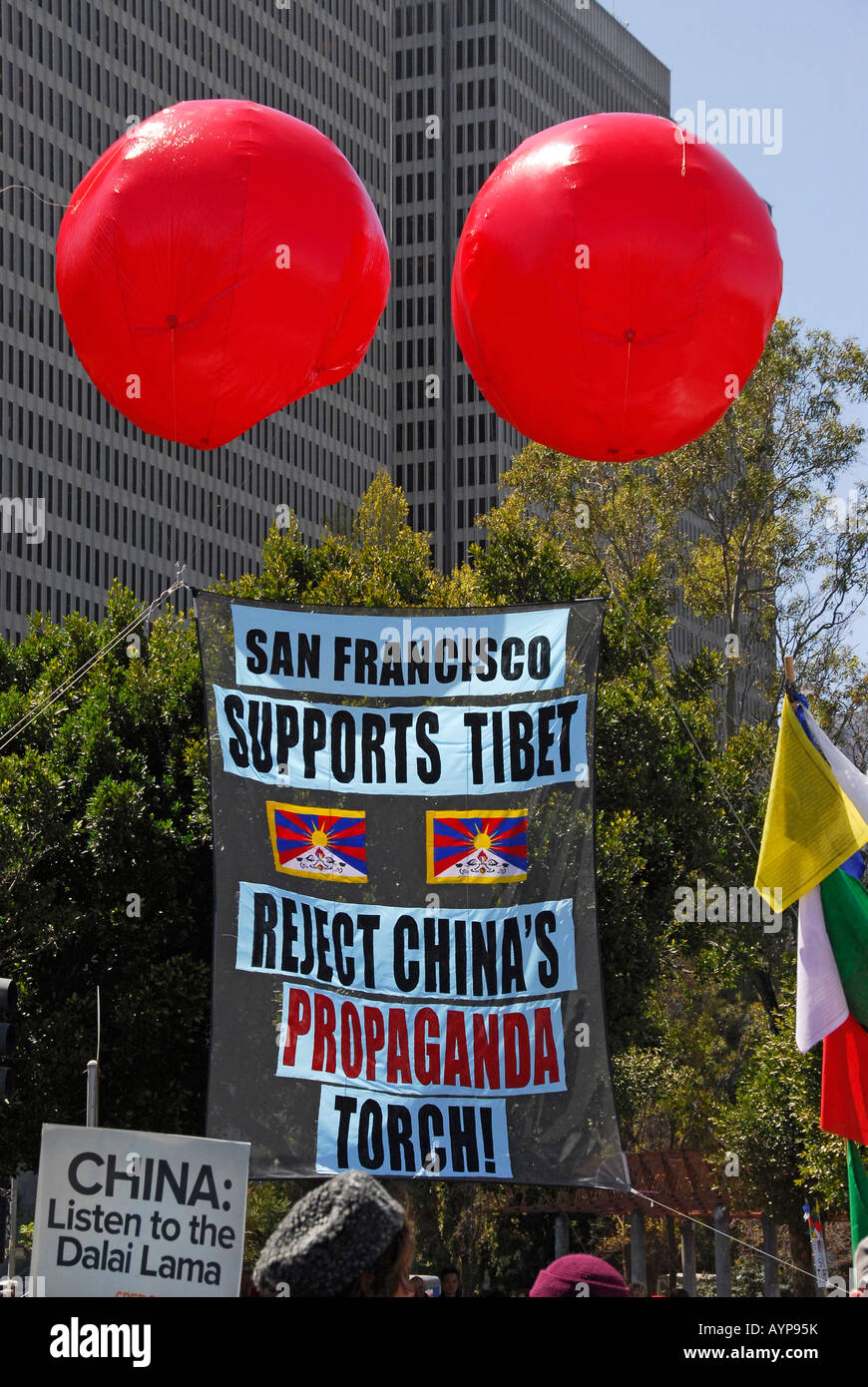 "Olympische Fackel Rezeption ' ^ Anti-China-Protest", "San Francisco", April 9 ^ 2008" Stockfoto