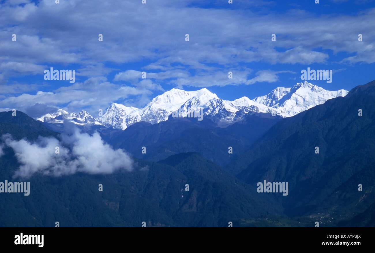 Mt Kanchenjunga - Kanchendzonga 8.585 m (28.169 ft) über Meereshöhe der dritten höchsten Gipfel der Welt Stockfoto