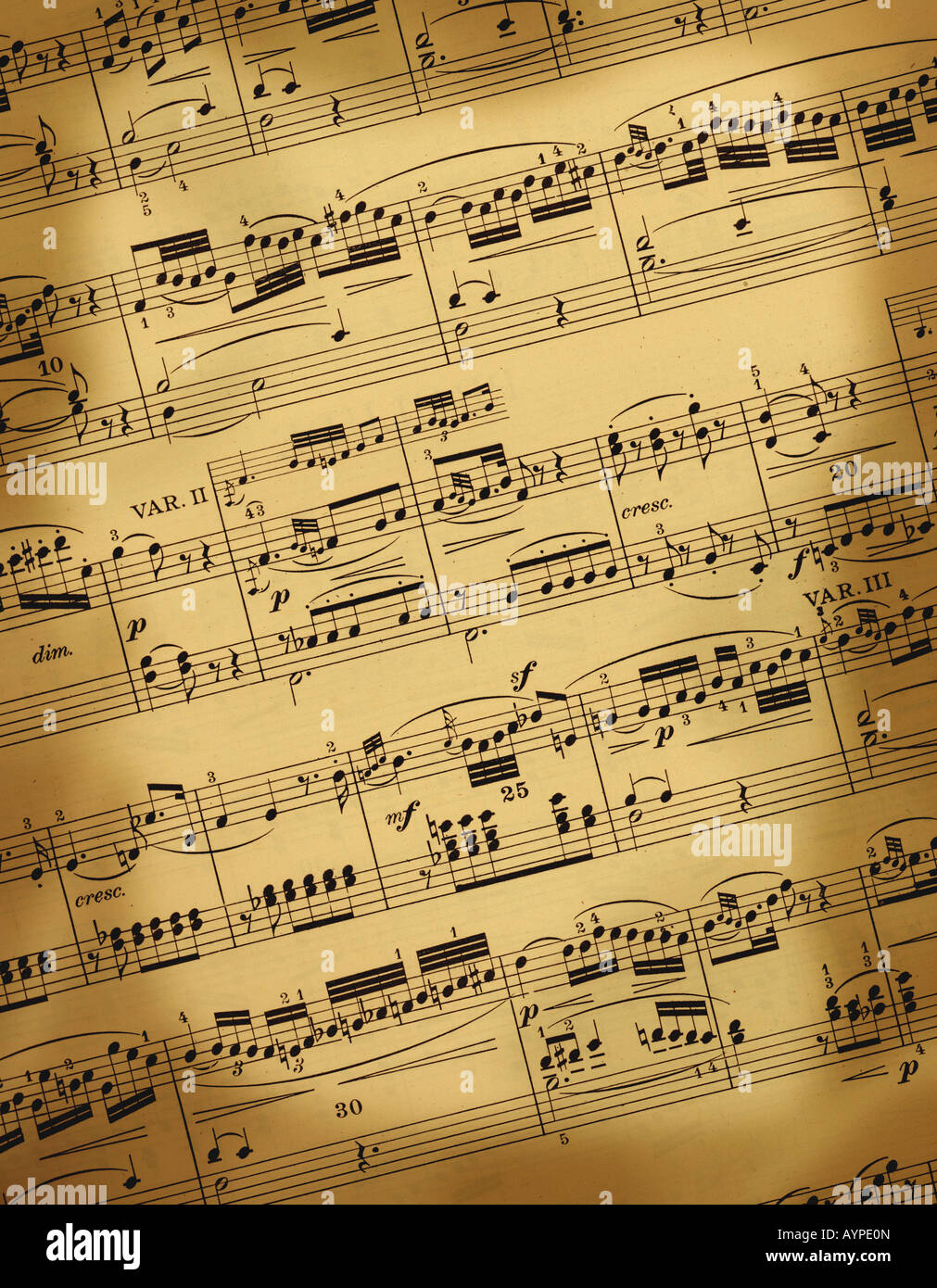 Vintage Blatt Papier Hintergrundmusik aus dem Jahr 1880 - hochdetaillierte Stockfoto