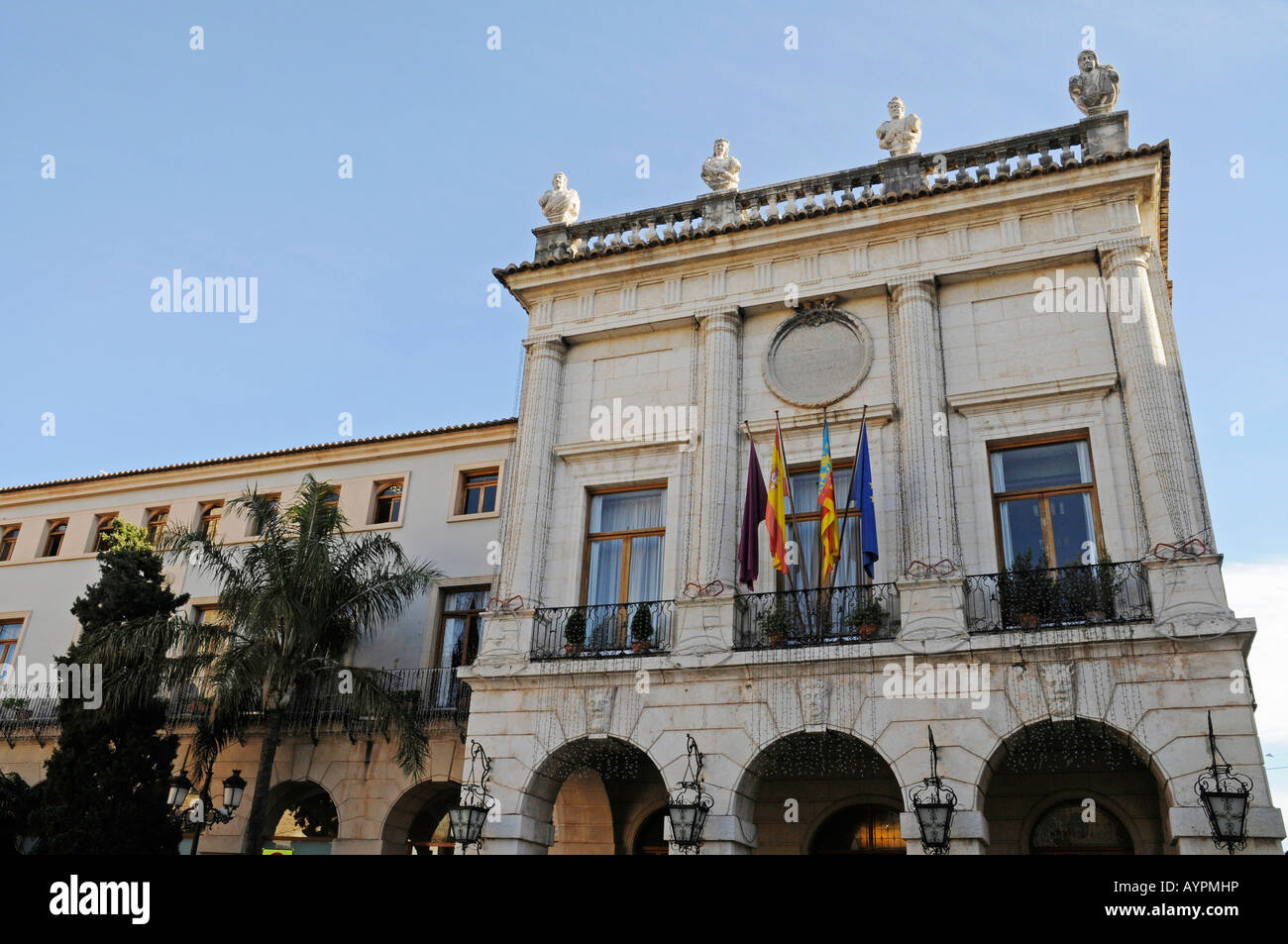 Rathaus, Gandia, Costa Blanca, Provinz Valencia, Spanien Stockfoto