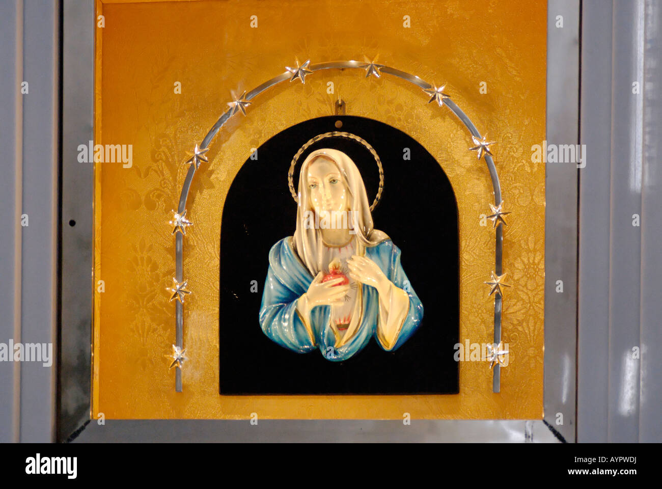 Gnadenbild der Jungfrau Maria, Madonna Delle Lacrime Kirche, Wallfahrtsort in Syrakus, Sizilien, Italien Stockfoto