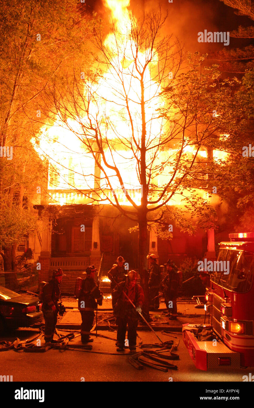 Wohnung Feuer Detroit Michigan/USA Stockfoto