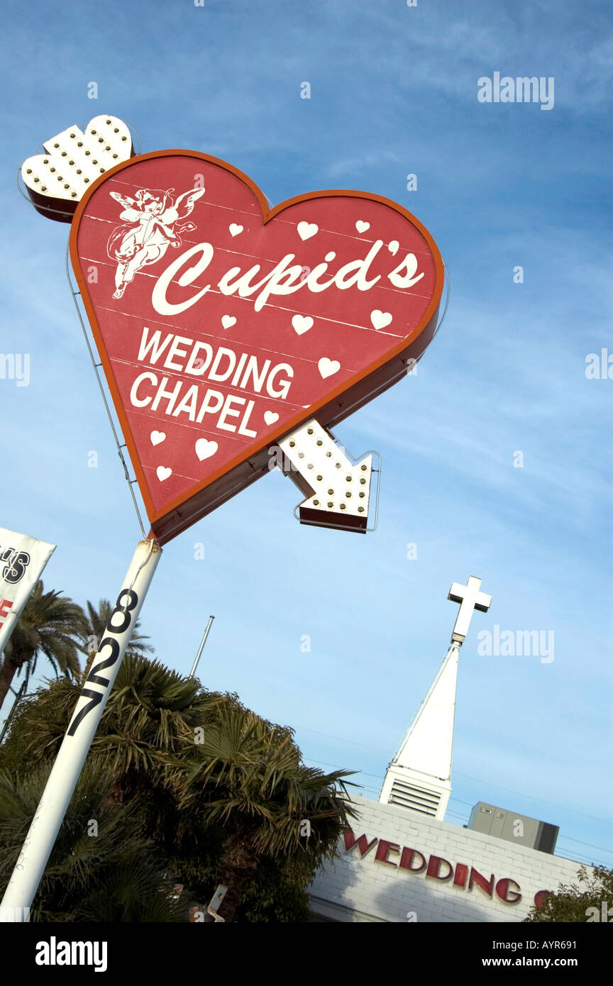 HERZ ZEICHEN ANGIBT AMOR S HOCHZEIT KAPELLE LAS VEGAS NEVADA VEREINIGTEN STAATEN VON AMERIKA USA Stockfoto