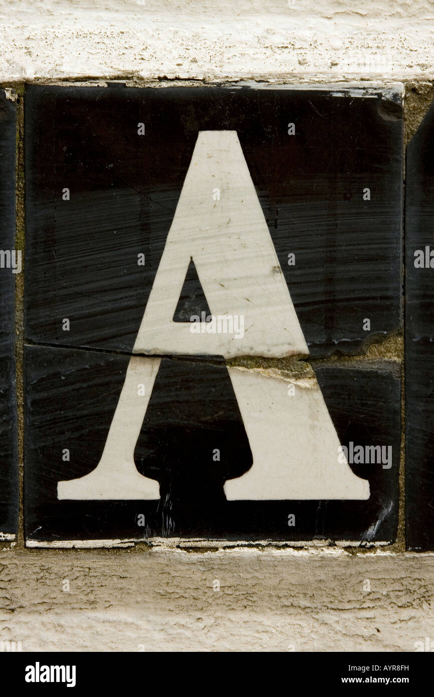 Der Buchstabe A aus Straßenschild London England UK Stockfoto