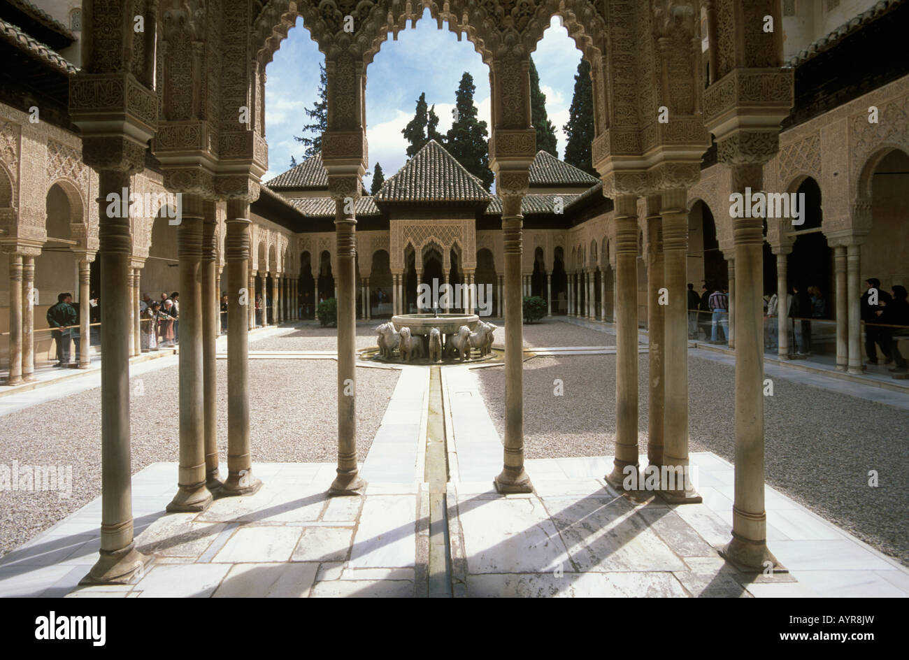 Gericht der Löwen, Nasriden Palast, Alhambra, Granada, Andalusien, Spanien Stockfoto