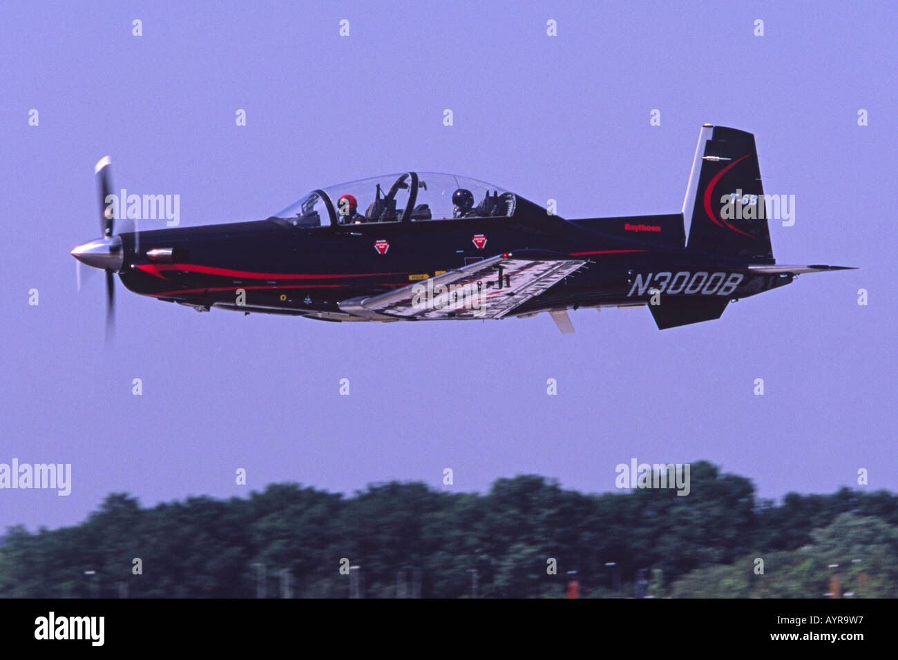 Raytheon (Hawker Beechcraft) T-6 Texan II anzeigen in Farnborough International Airshow Stockfoto