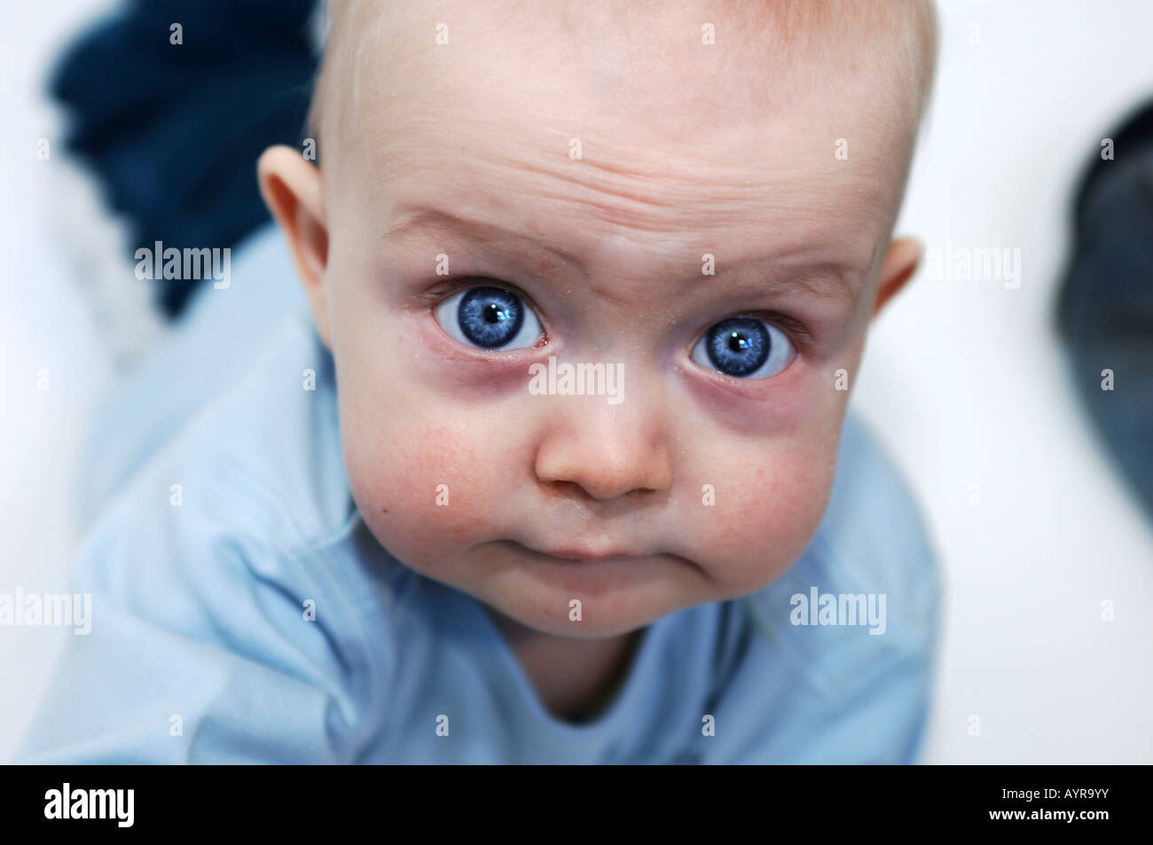 Hellen blauen Augen von sechs Monate alten Baby boy Stockfoto