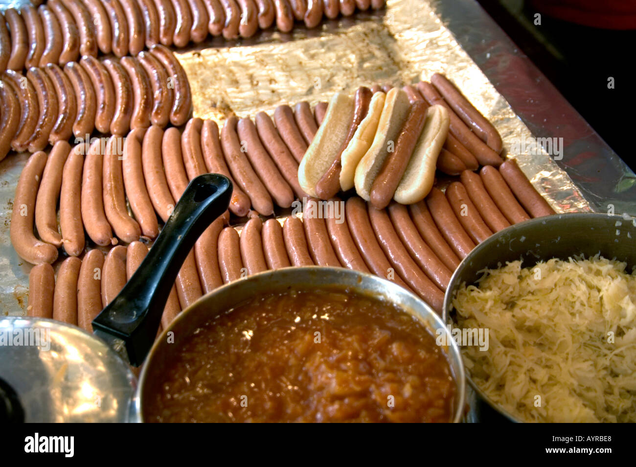 Detail Von Hot Dogs In Grau S Papaya Hot Dog Shop Greenwich Village Manhattan New York City Vereinigte Staaten Von Amerika Usa Stockfotografie Alamy