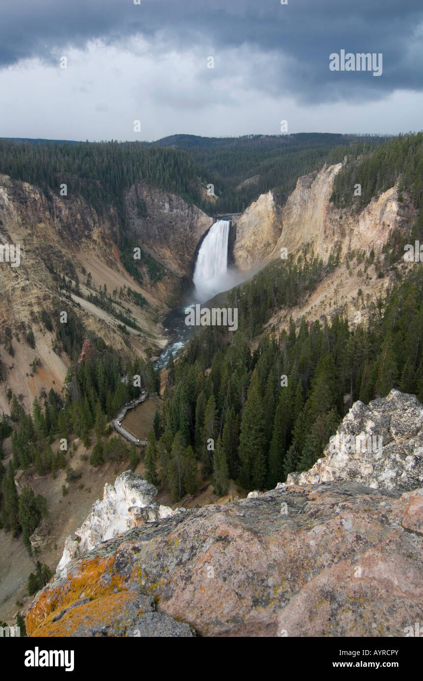 Blick auf Lower Falls, Grand Canyon des Yellowstone, Yellowstone-Nationalpark, Wyoming, USA Stockfoto