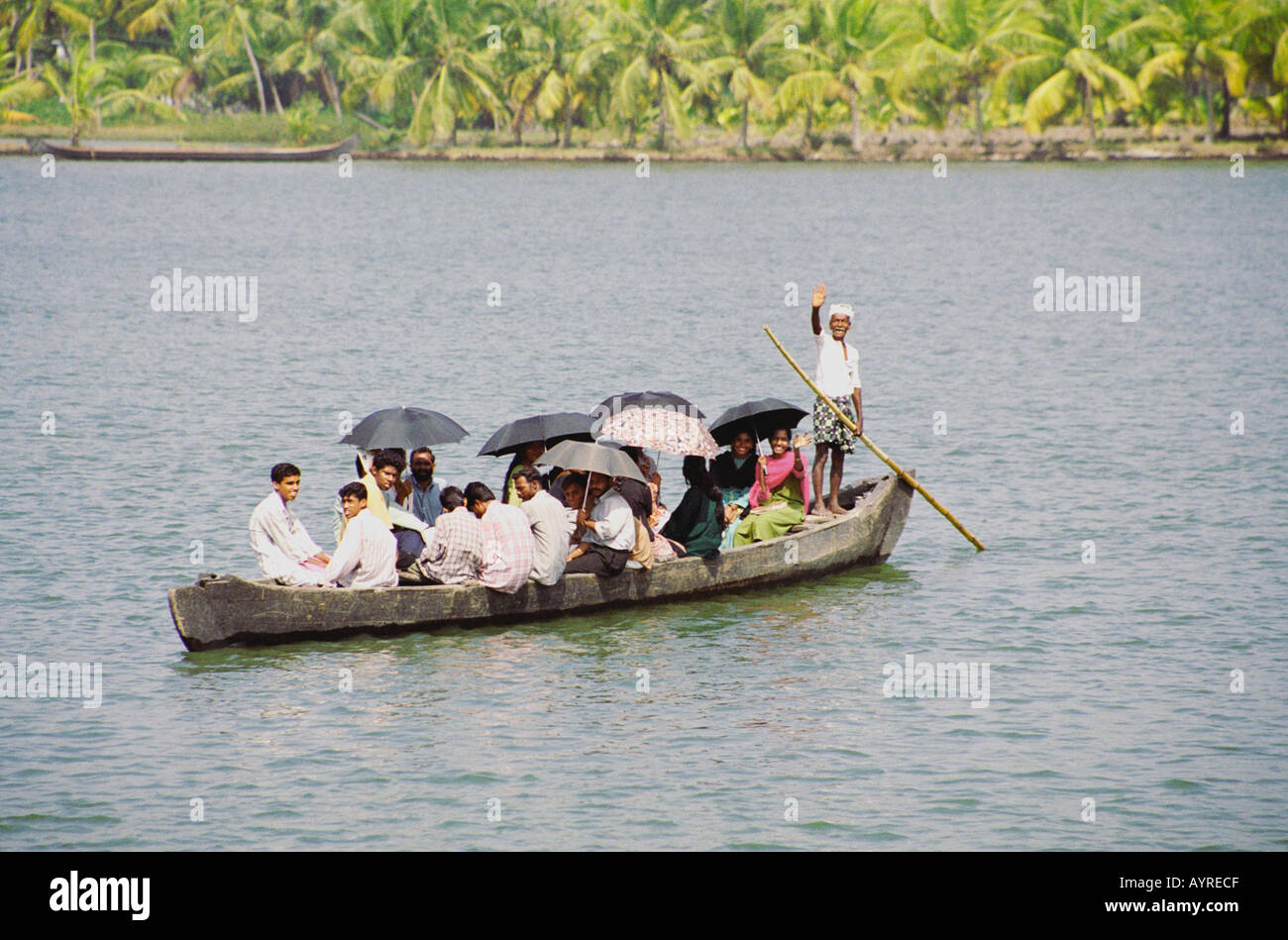 Dezember 1999 über Kerala Backwaters Kerala Indien Ferry Stockfoto