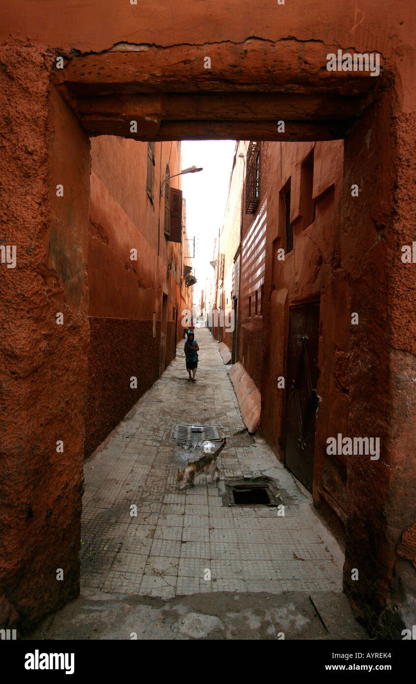 Die Gassen in der Marrakesch Medina, Marokko Stockfoto