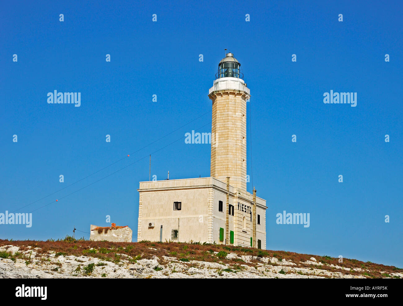 Leuchtturm an der Spitze der Ferse des italienischen 'Boot', Vieste, Apulien, Süditalien Stockfoto