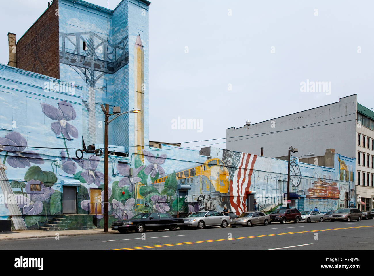 Das Christopher Columbus Drive Wandbild, Jersey City, New Jersey, USA. Stockfoto