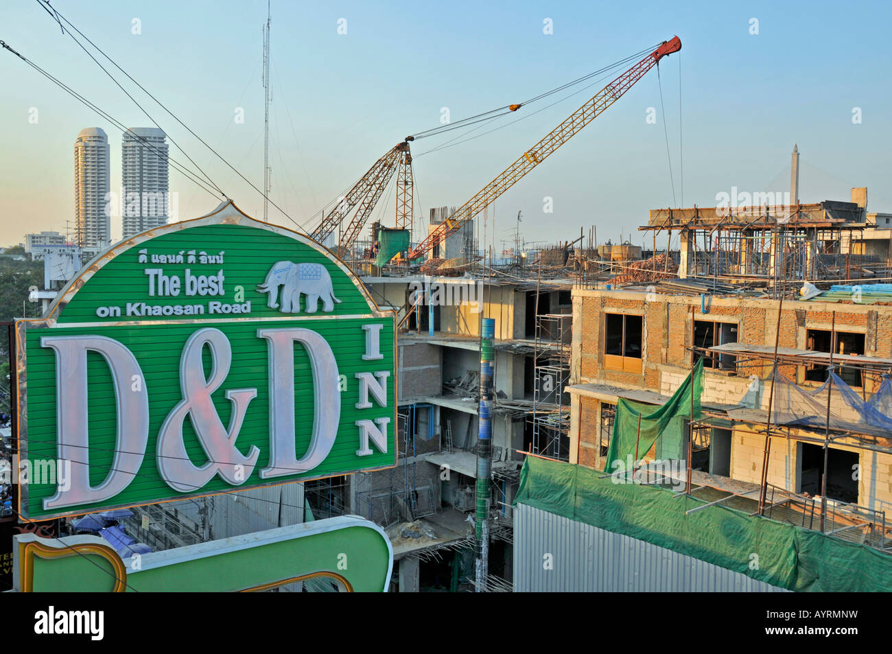 Bau-Website, Khao San Road, Bangkok, Thailand, Südostasien Stockfoto