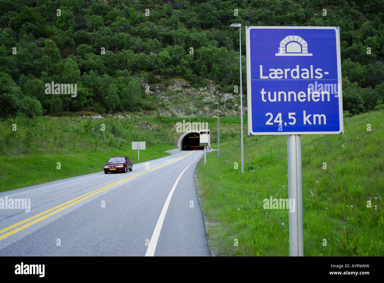 Lærdalstunnelen (Laerdal-Tunnel), ist 24,5 km die weltweit längste Tunnel, Laerdal, Sogn Og Fjordane, Norwegen, Skandinavien Stockfoto