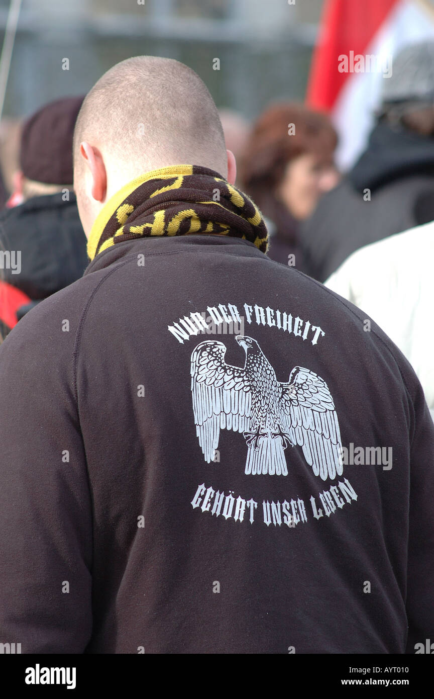 Deutschen rechtsextremen Demonstrator bei Rallye Stockfoto