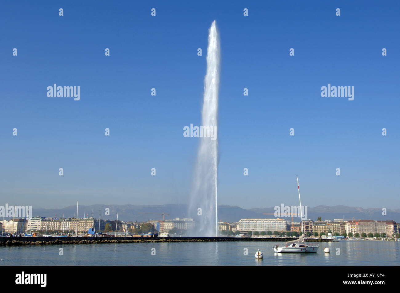 Wasser Jet, Genfer See, Lac Leman, Schweiz Stockfoto