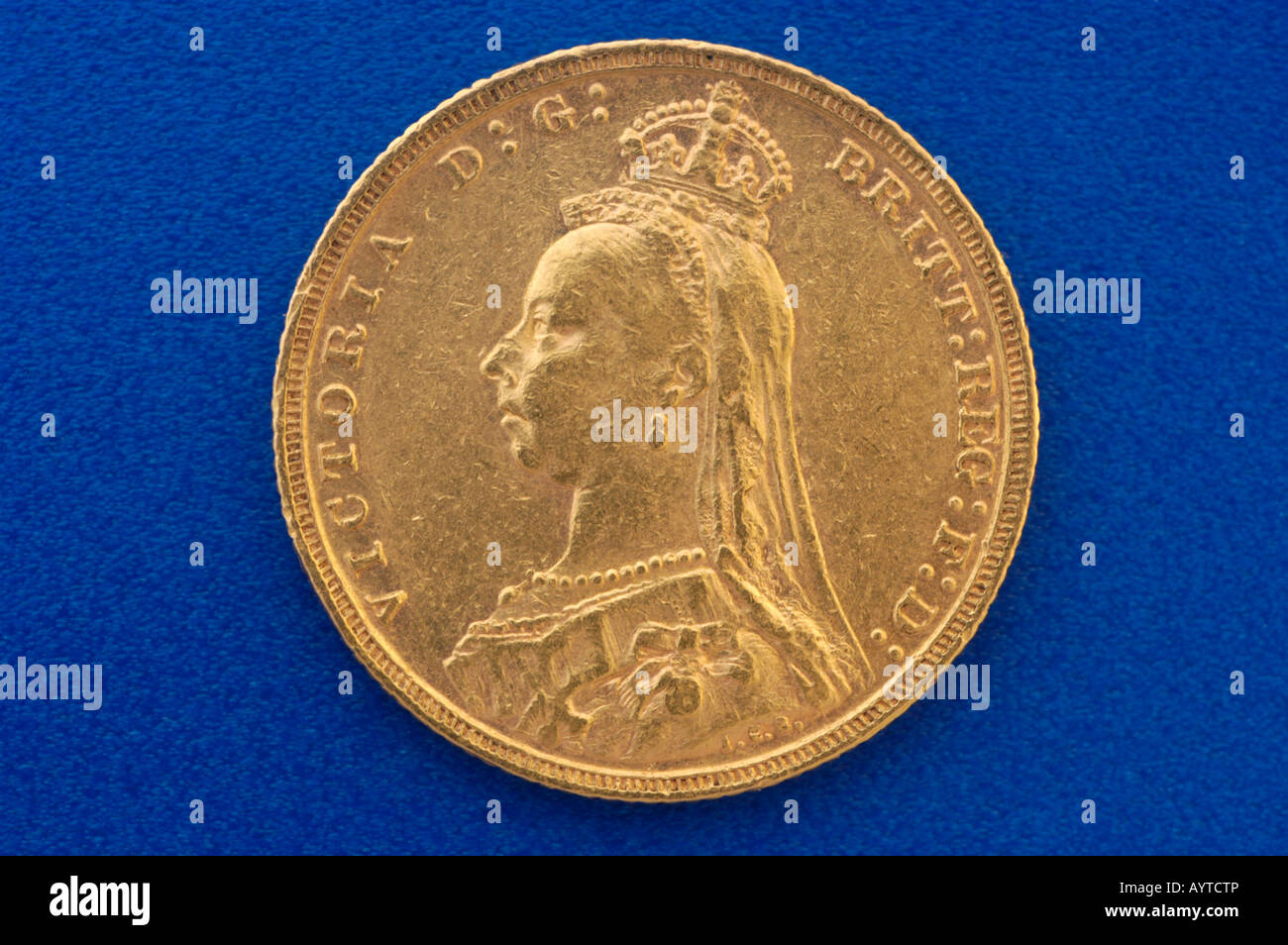 Queen Victoria British Empire gold Münze aus dem Jahr 1893 Kopfseite Stockfoto