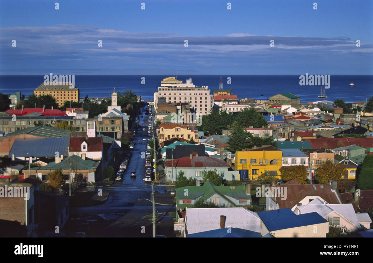 Blick über die Stadt Punta Arenas, Patagonien, Chile Stockfoto