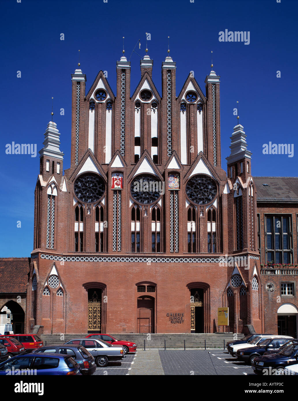 Backsteingotik, Suedgiebel Rathaus, Frankfurt/Oder, Brandenburg Stockfoto